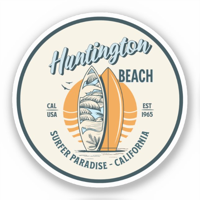 Adesivo Huntington Beach California Surfer Paradise (Frente)