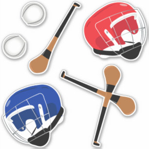 Adesivo Hurling Gaelic Sports Sticks Balls and Helmets
