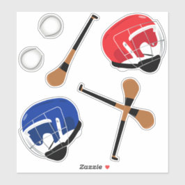 Adesivo Hurling Gaelic Sports Sticks Balls and Helmets