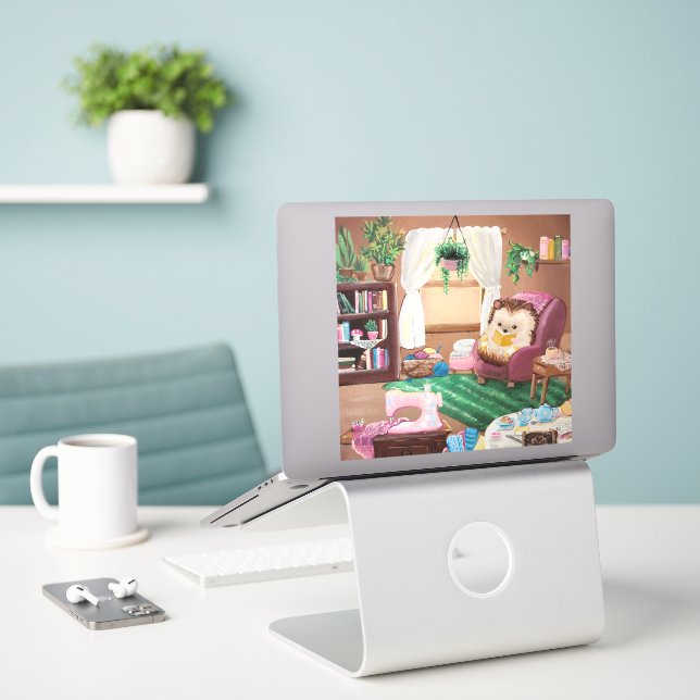 Adesivo Hygge Hedgehog (Laptop na mesa)