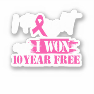 Adesivo I Fought And I Won 10 Year Free Breast Cancer Awar
