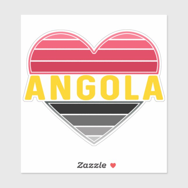 Adesivo I Heart Angola, Angolana Flag Colors (Folha)