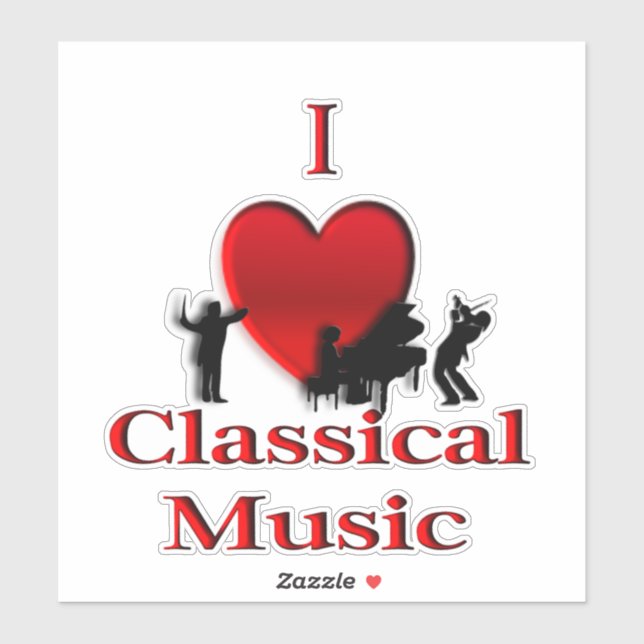 Adesivo I Heart Classical Music (Folha)