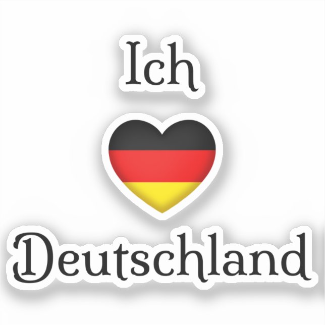Adesivo "I Heart Germany" "Ich Liebe Alemanha" Alemão (Frente)