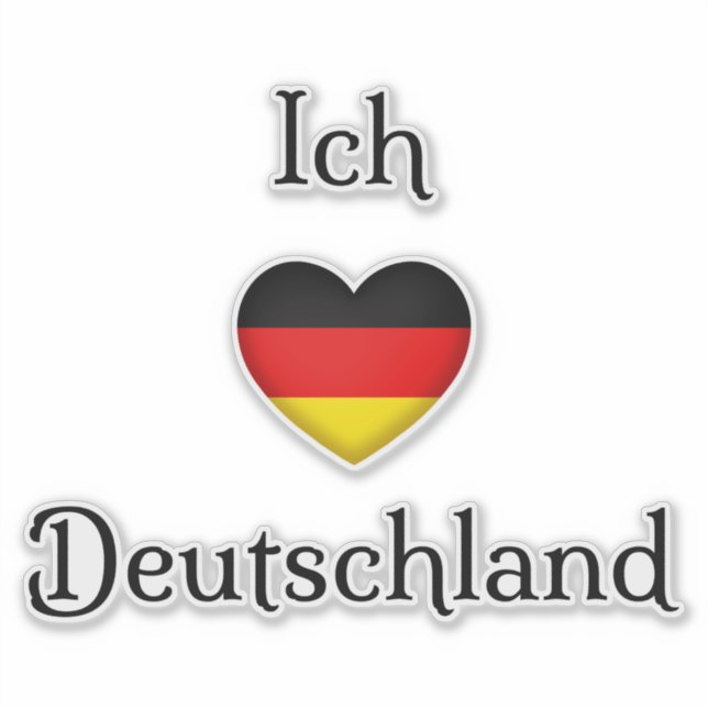 Adesivo "I Heart Germany" "Ich Liebe Alemanha" Alemão (Frente)