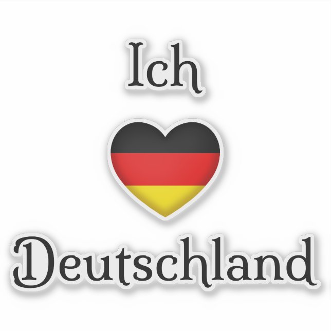 Adesivo "I Heart Germany" "Ich Liebe Alemanha" Alemão (Frente)