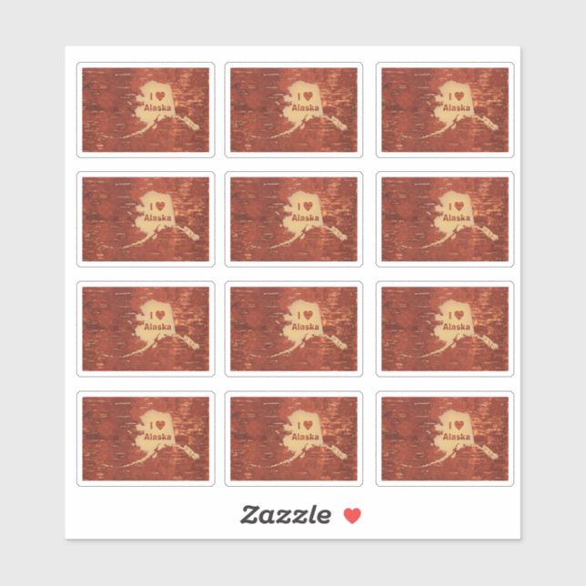 Adesivo I Heart (Love) Alaska On Inner Birch Latido Sticke (Folha)