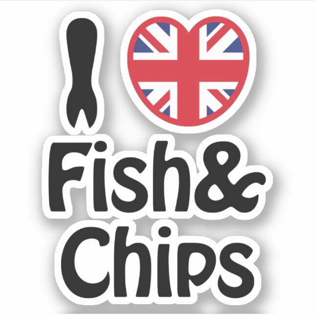 Adesivo I Heart [Love] Fish & Chips (Frente)