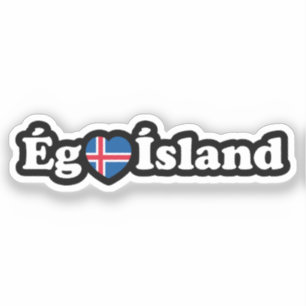 Adesivo I Heart (Love) Islândia [Ég Elska Ísland] Islandês