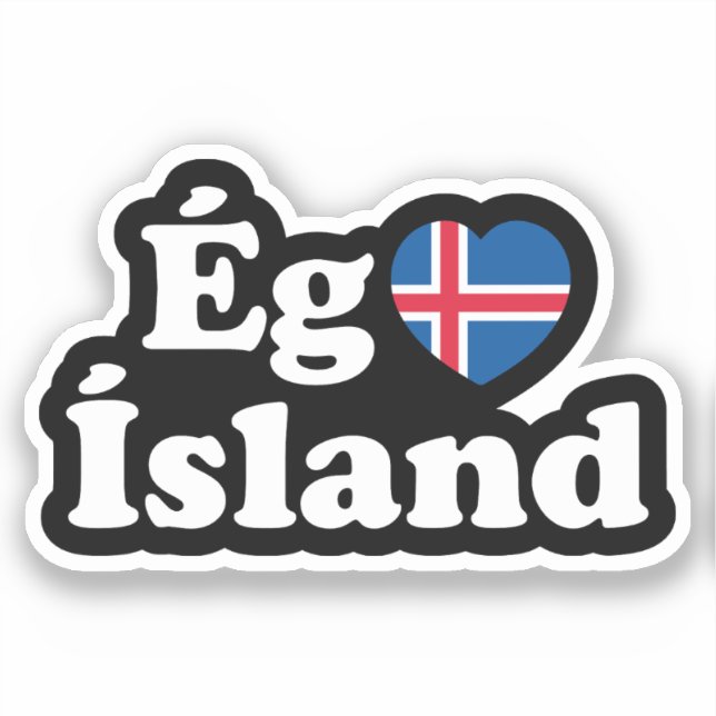 Adesivo I Heart (Love) Islândia [Ég Elska Ísland] Islandês (Frente)