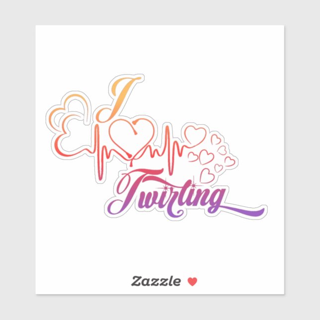 Adesivo I HEART Twirling 6X6 Decal (Folha)