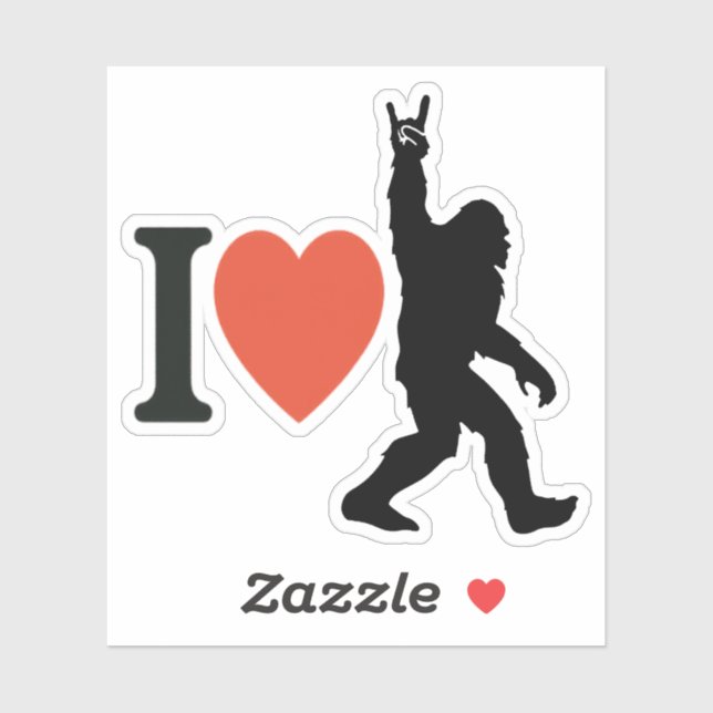 Adesivo I Love Bigfoot Rock On  (Folha)