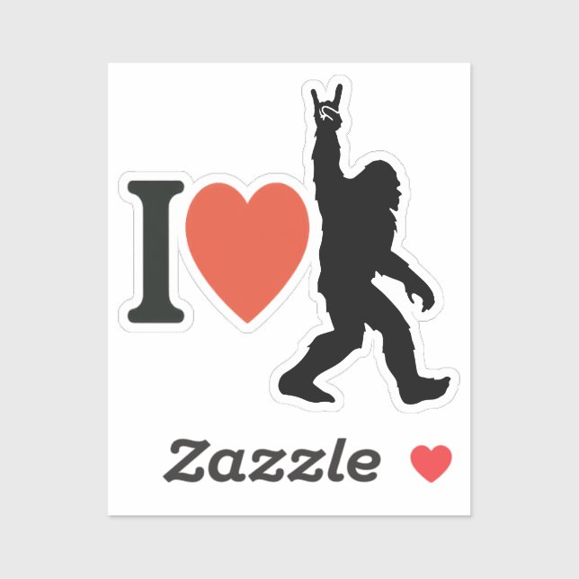 Adesivo I Love Bigfoot Rock On (Folha)