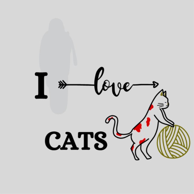 Adesivo Eu Amo Gatos I Love Cats