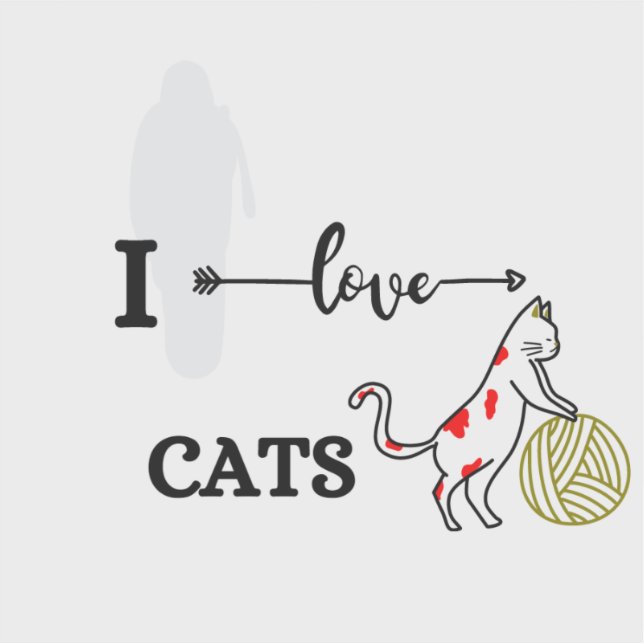 Adesivo Eu Amo Gatos I Love Cats