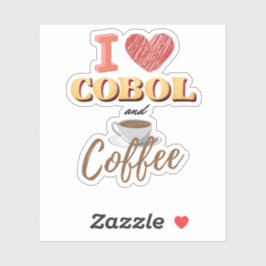 Adesivo I Love Cobol Programming and Coffee Sticker