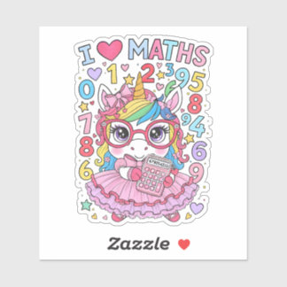 Adesivo I Love Maths Cute Unicorn Sticker for Kids