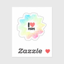 I Love Mom Colorful Neon Star