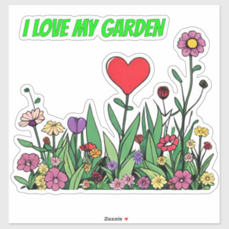 Adesivo I Love My Garden" Sticker | Colorful Wildflowers