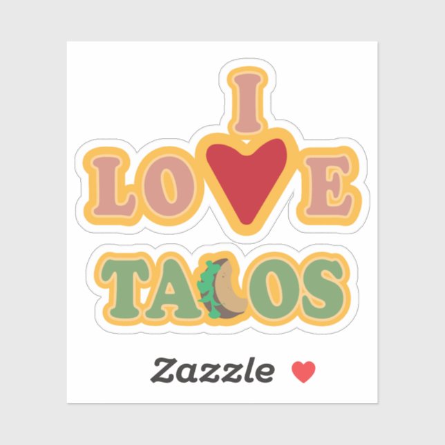Adesivo i love tacos fun (Folha)