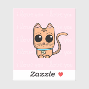 Adesivo I Love You, Cute Caramel Cat Illustration Art Prin