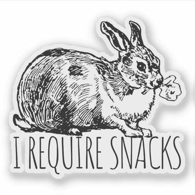 Adesivo I Require Snacks Cute Bunny Rabbit (Frente)