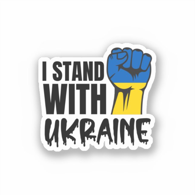 Adesivo I Stand With Ukraine | Solidarity | Ukraine Flag (Frente)