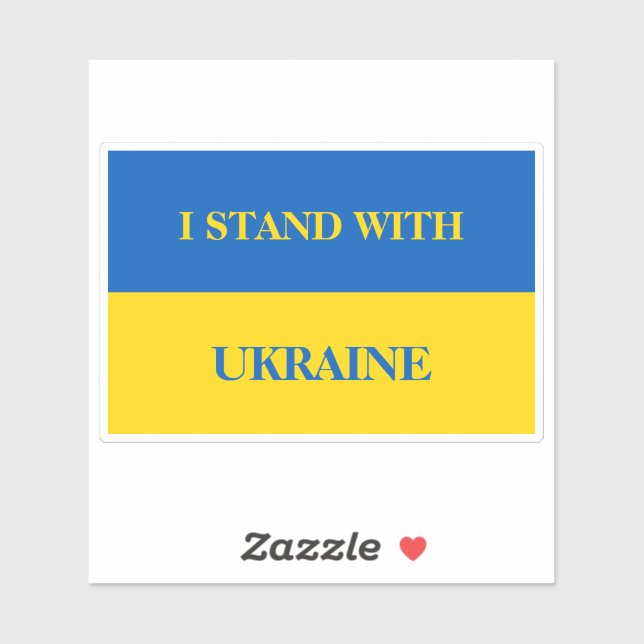 Adesivo I stand with Ukraine. Ukrainian flag.  (Folha)