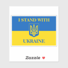 Adesivo I stand with Ukraine. Ukrainian flag and Trident.
