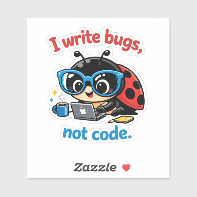 Adesivo I write bugs, not code. (Folha)