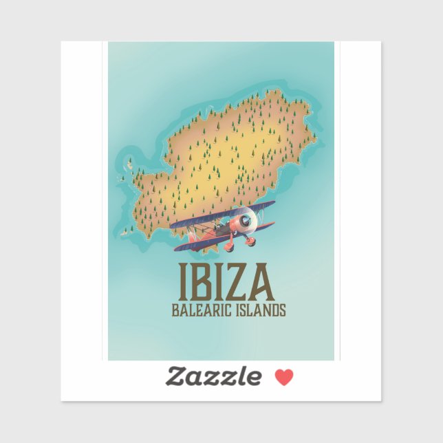 Adesivo Ibiza Balearic — mapa poster (Folha)