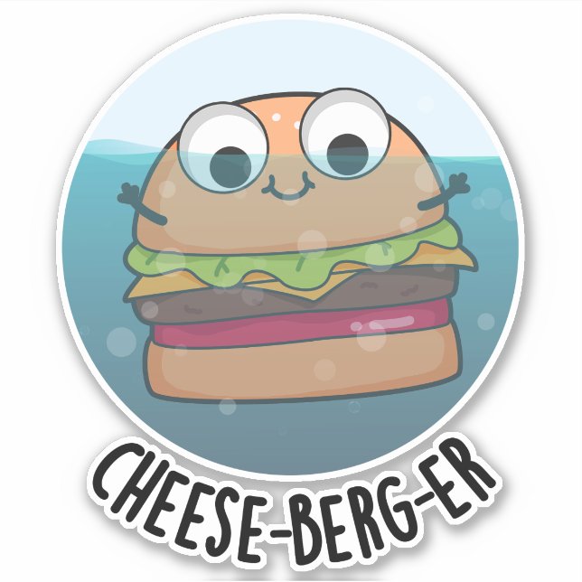 Adesivo Ice-berg Funny Cheeseburger Pun (Frente)