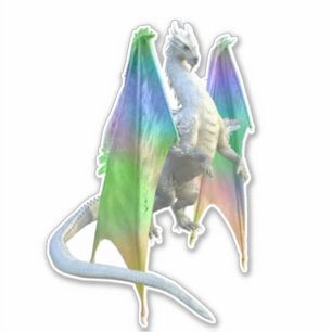 Adesivo Ice White Dragon Rainbow Wings Fantasy
