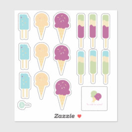 Adesivo Icecream e Pop de espiral com o nome personalizado