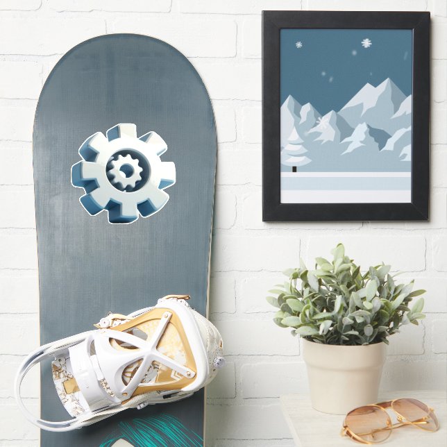Adesivo Ícone da engrenagem moderna (Prancha de snowboard)