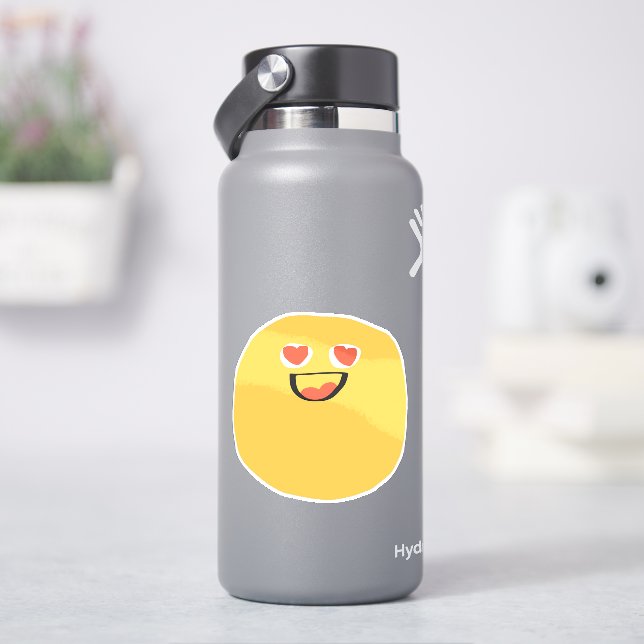 Adesivo Ícone de rabisco sorridente face com olhos cardíac (HidroFlask)