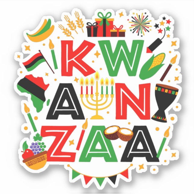 Adesivo Ícones de Kwanzaa, Corte de Beijo (Frente)