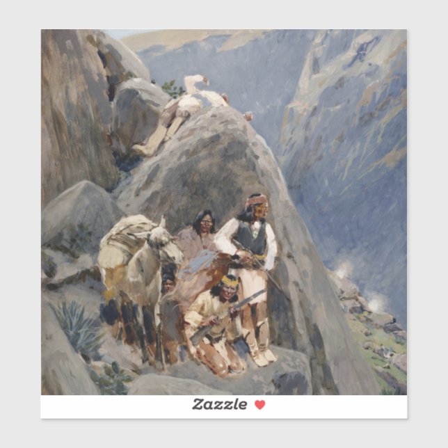 Adesivo Ícones Nativos Americanos: Guerreiros Apache, Cava (Folha)