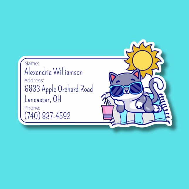 Adesivo ID da bagagem de gato legal (Criador carregado)