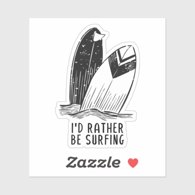 Adesivo I'd Rather Be Surfing - Coastal Vibes (Folha)