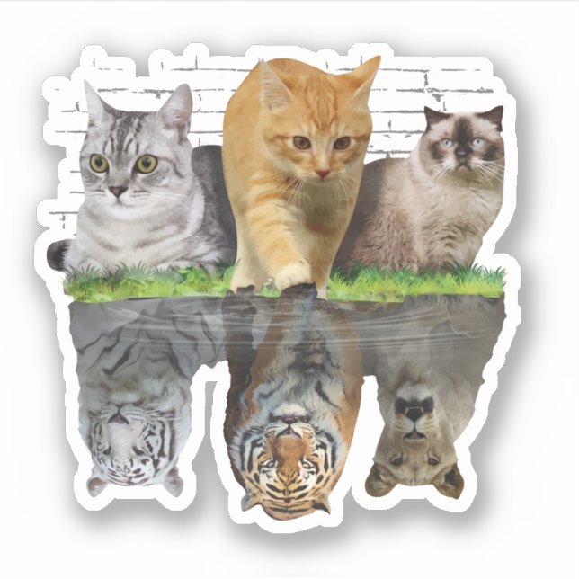 Adesivo Ideia de Design de Presente de Reflexão de Gato Di (Frente)