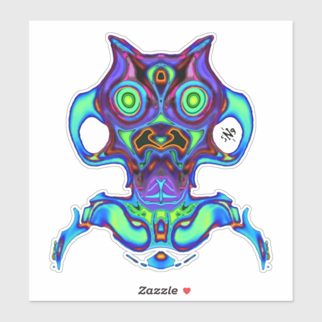 Adesivo Ídolo espacial antigo colorido v3 (Folha)