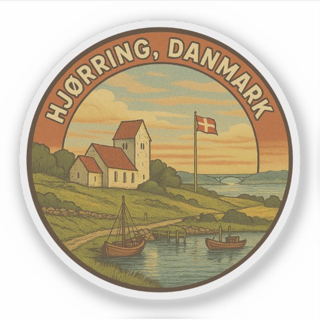 Adesivo Igreja Hjørring Dinamarca (Frente)
