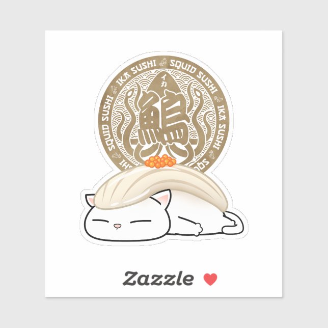 Adesivo Ika Squid Sushi Cat (Folha)