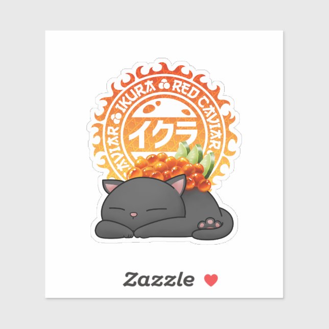 Adesivo Ikura Salmon Roe Sushi Cat (Folha)