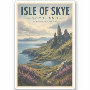 Adesivo Ilha de Skye Escócia Paisagem Viagem Arte Retro
