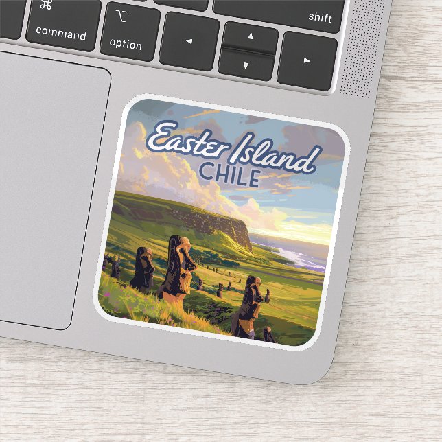 Adesivo Ilha páscoa Chile Moai Rapa Nui Polinésia Retro (Detalhe)