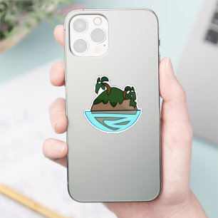 Adesivo Ilha Tropical de Desenho Animado Minimalista no Oc