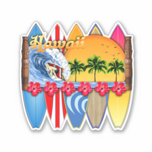 Adesivo Ilhas havaianas que surfam