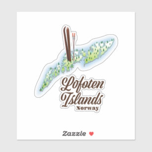 Adesivo Ilhas Lofoten, poster de esqui da Noruega.